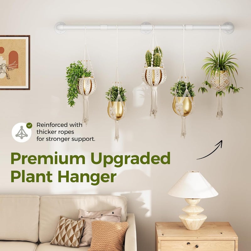 Bamworld Window Plant Hanger Indoor 63in Hanging Planters for Indoor Plants Hanging Plants Holder Hanging Rod Window Plant Shelves Wall Planters Pot/Chain/Plant Not Included (White) - Image 4